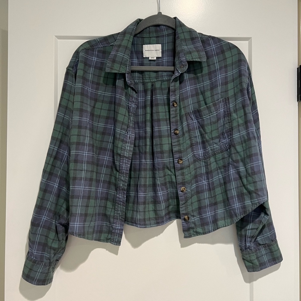 Cropped plaid button up
